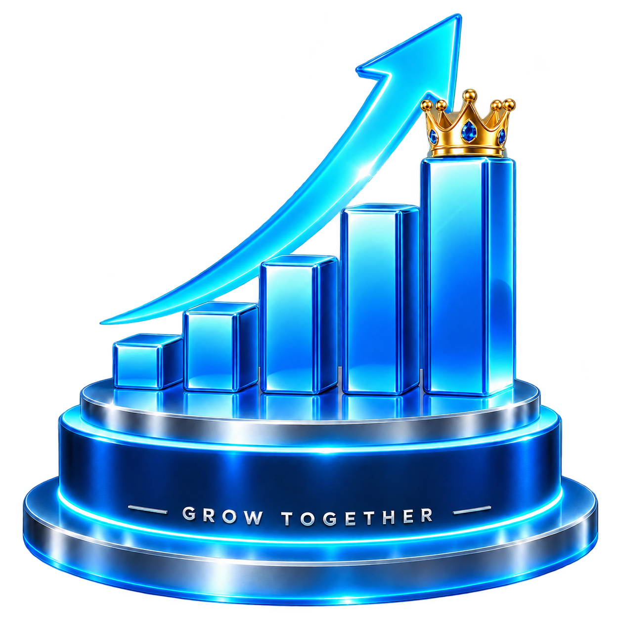 Blue growth chart crowned in gold on a Noor-investment.site podium